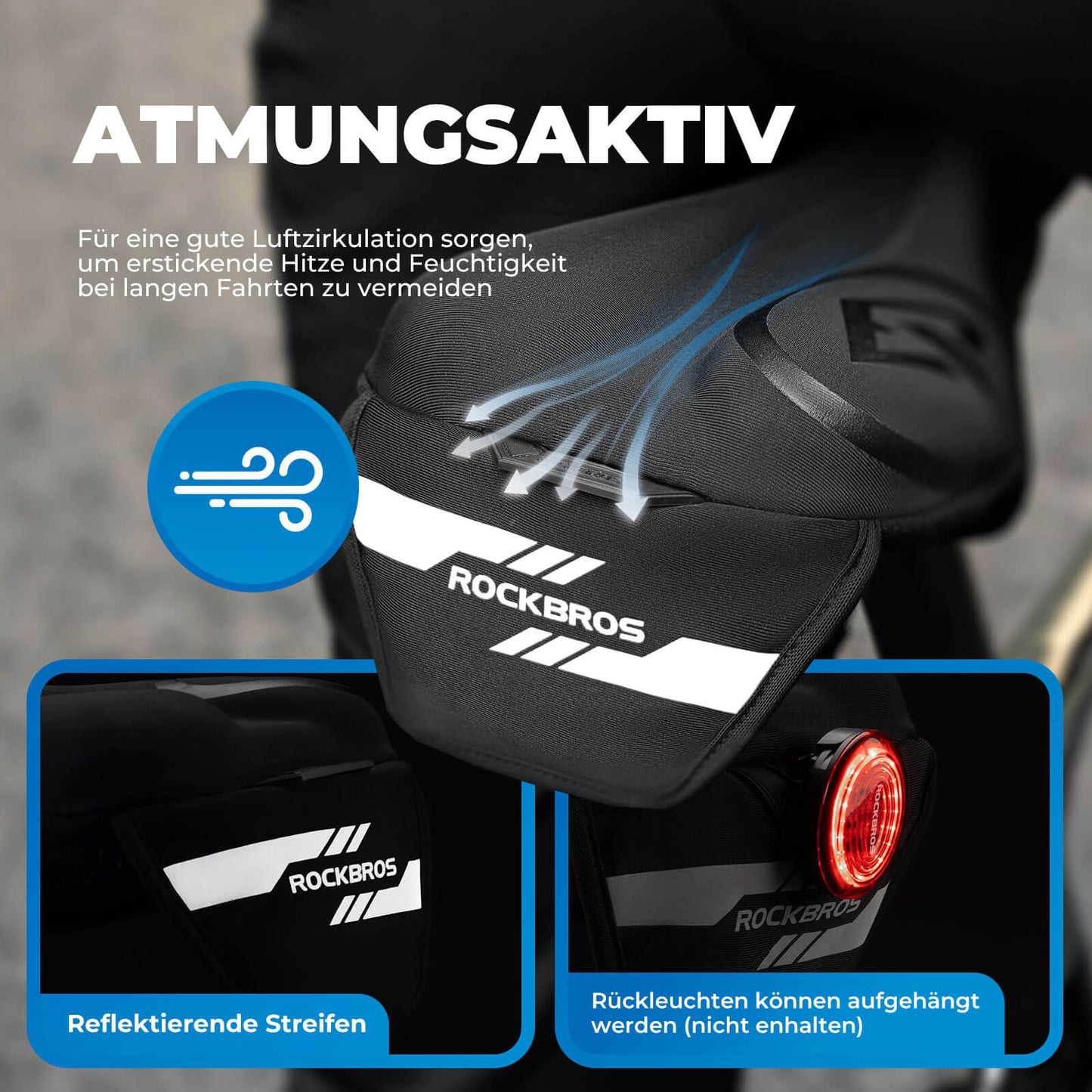 Rockbrosin lämmitettävä satulanpäällinen pikakiinnikkeillä maastopyörään, maantiepyörään ja sähköpyörään