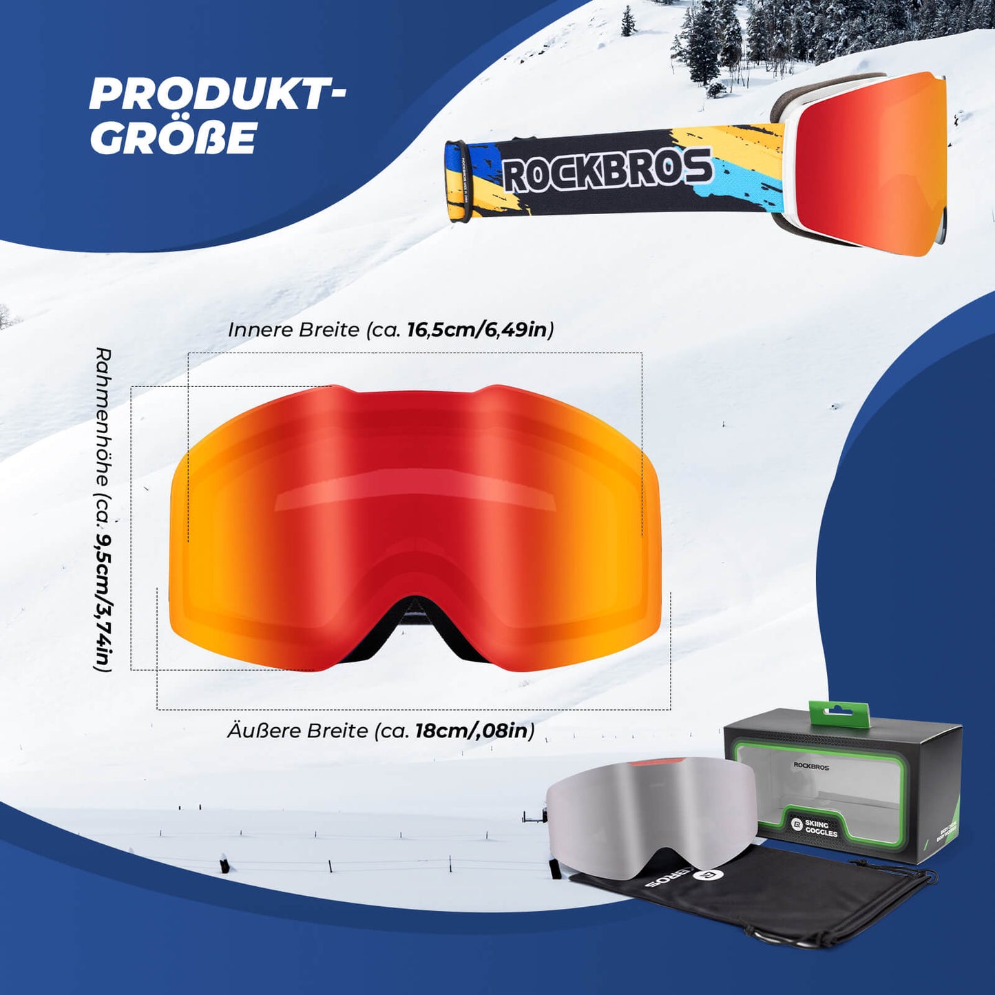 Hiihtolasit, lumilasit, polarisoidut, kypäräyhteensopivat urheilulasit, hiihto, ROCKBROS