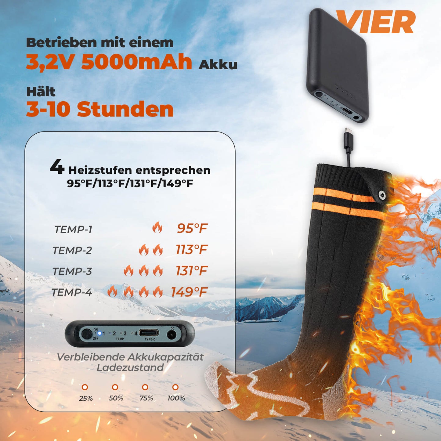 Urheilusukat, pyöräilysukat, talvisukat, lämmitettävät sukat, ladattavat 5000mAh ROCKBROS