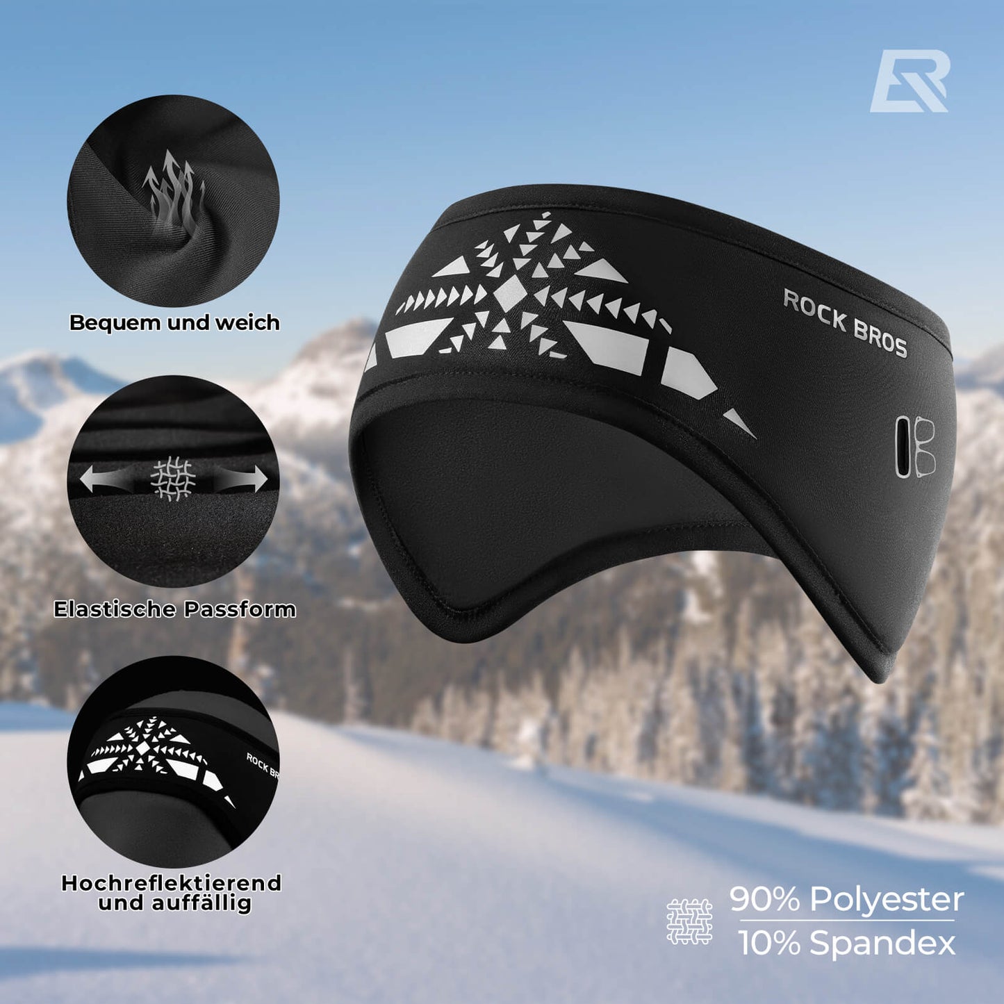 Elastinen talvipanta tarranauhakiinnityksellä, korvanlämmitin, unisex, ROCKBROS