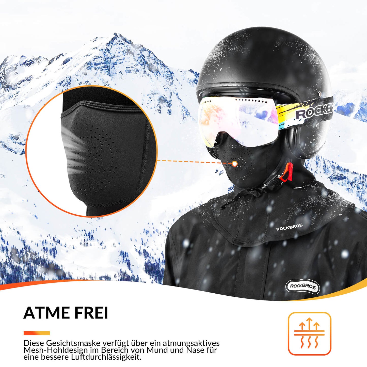 Pipo/kypäränaamari, syksy/talvi, lämmin, silmälasireiällä, ROCKBROS