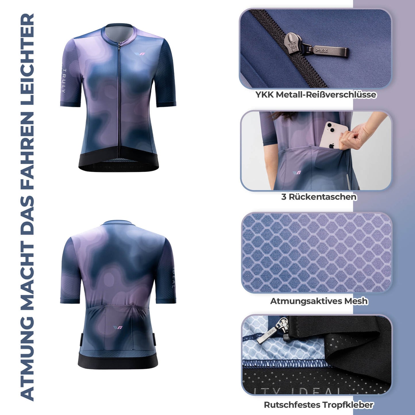 TVI naisten lyhythihainen pyöräilypaita kesäksi, nopeasti kuivuva, 3 taskulla ROCKBROS