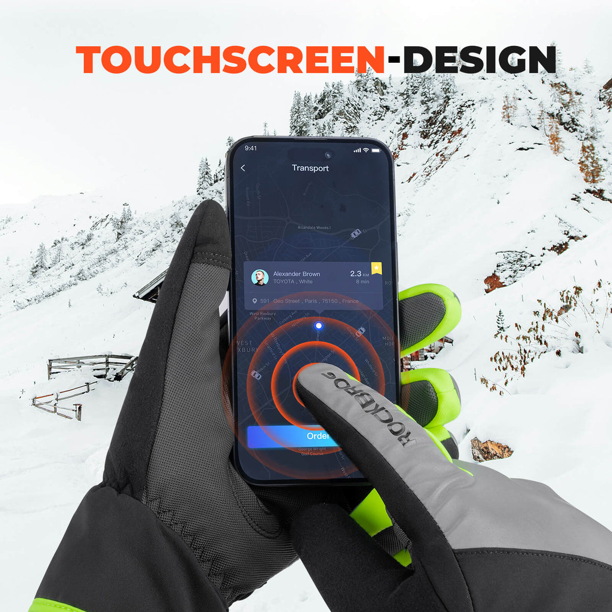 ROCKBROS Talvipyorailyhanskat Touchscreen Lämmin Tuulisulku