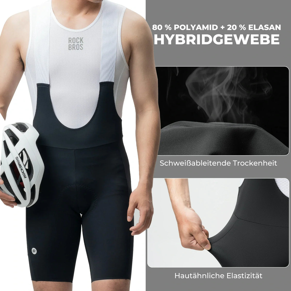 ROCKBROS pyöräilyhousut miehille topattu, lyhyet pyöräilyhousut, Bib Shorts olkaimilla, pyöräilyn olkainhousut