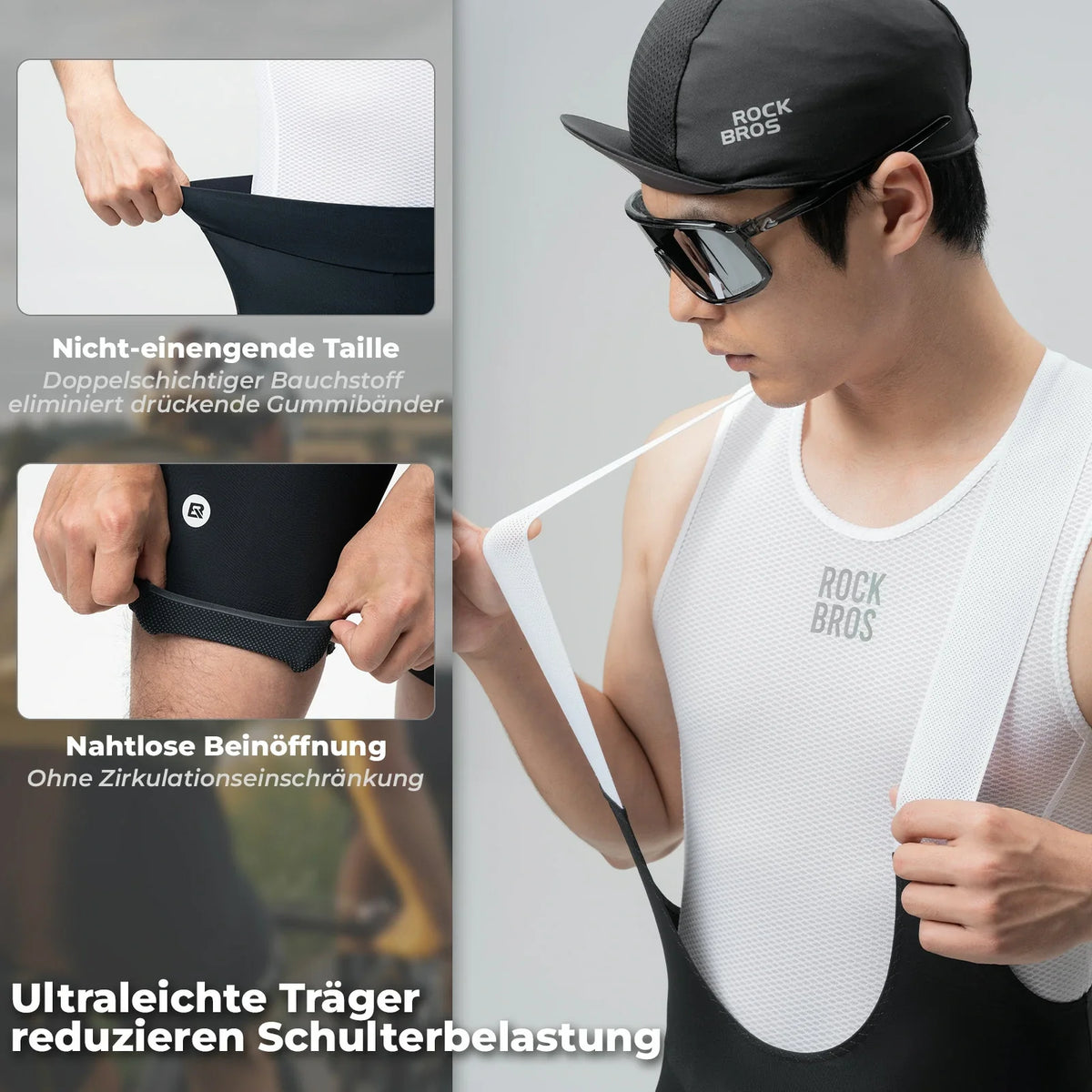 ROCKBROS pyöräilyhousut miehille topattu, lyhyet pyöräilyhousut, Bib Shorts olkaimilla, pyöräilyn olkainhousut