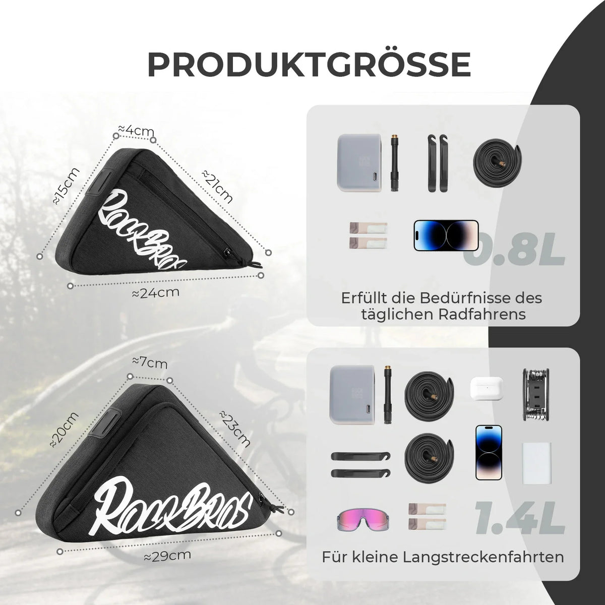 ROCKBROS runkolaukku pyörä kolmiolaukku 0.8L–1.4L