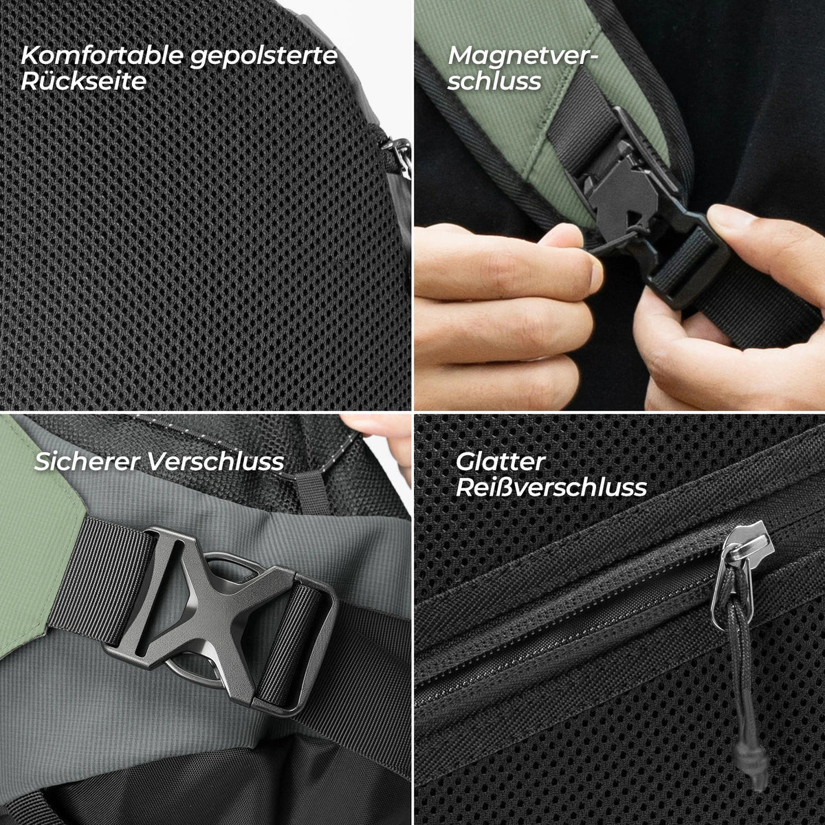 ROCKBROS Sling Bag Suuri, Sling-reppu magneettilukolla, Crossbody-laukku