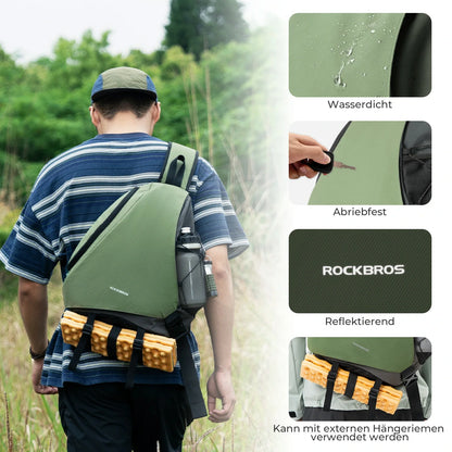 ROCKBROS Sling Bag Suuri, Sling-reppu magneettilukolla, Crossbody-laukku