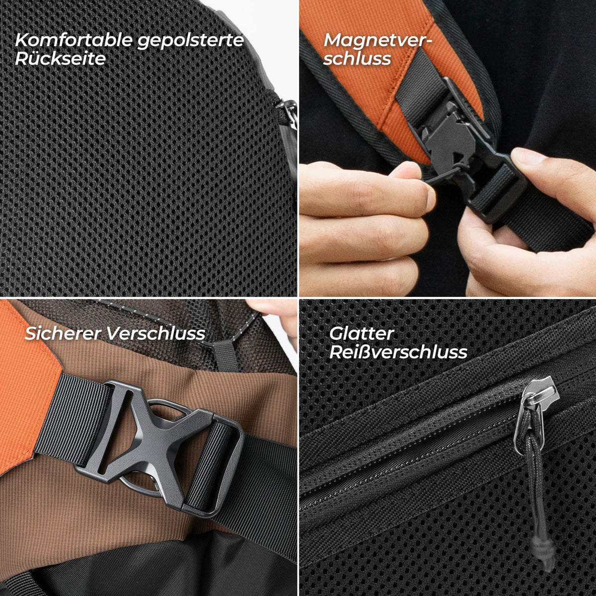 ROCKBROS Sling Bag Suuri, Sling-reppu magneettilukolla, Crossbody-laukku