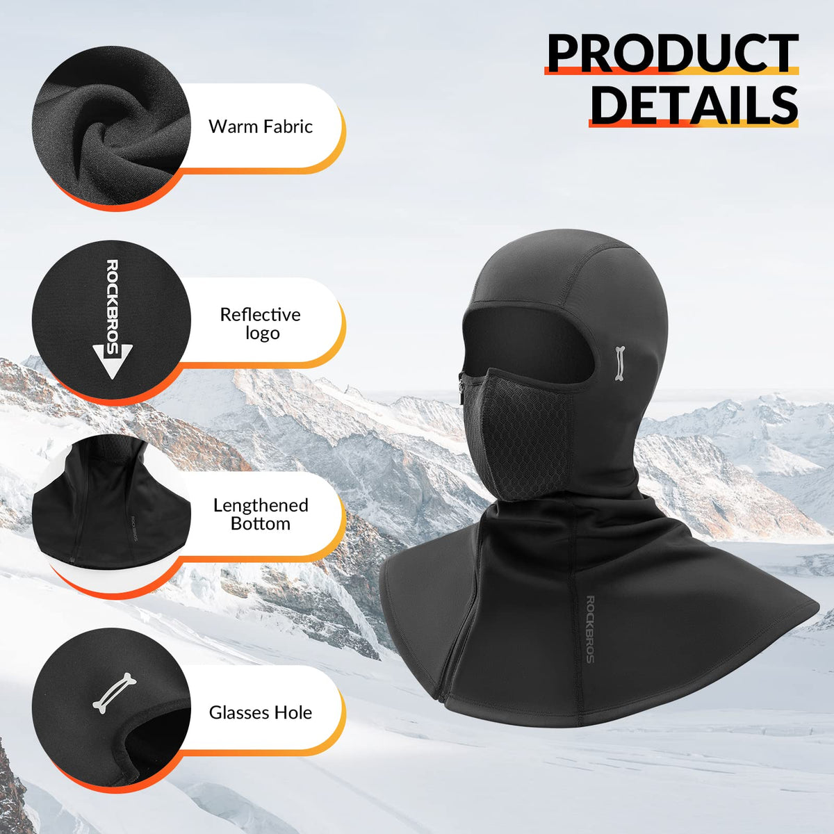 ROCKBROS Talvibalaklava-päähine 54-63cm