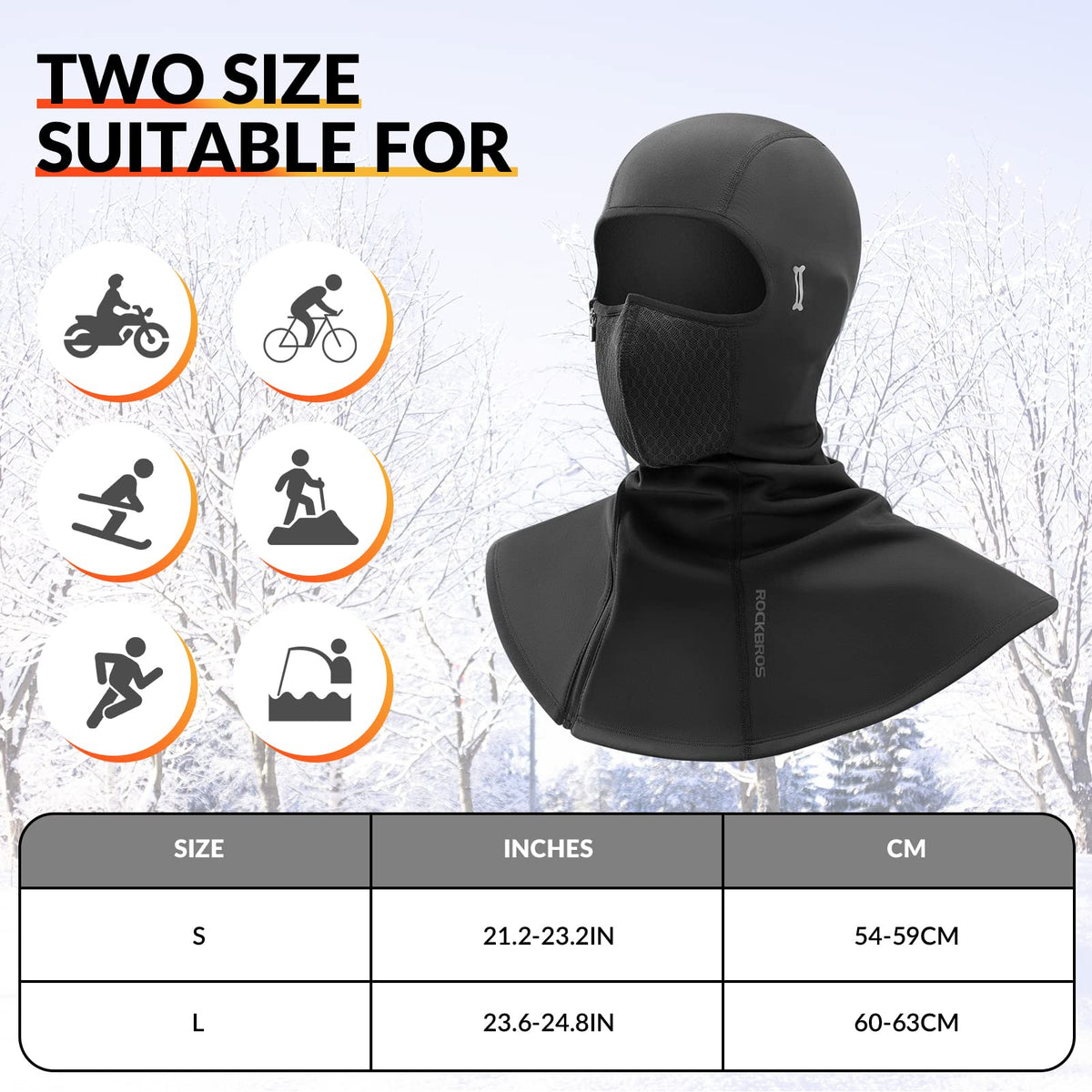 ROCKBROS Talvibalaklava-päähine 54-63cm