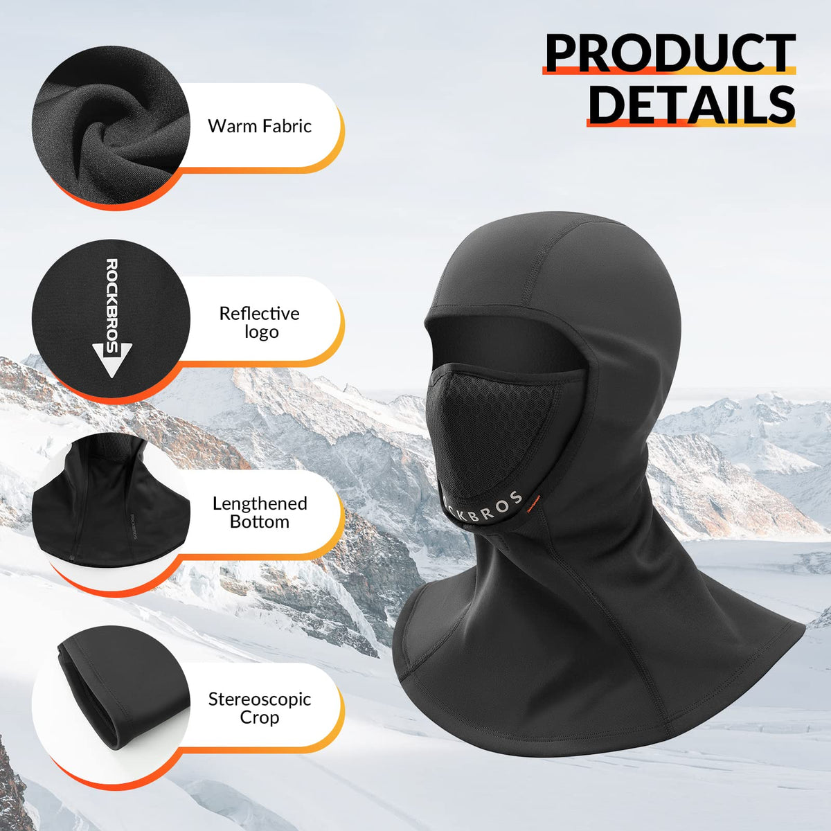 ROCKBROS Talvibalaklava-päähine 54-63cm