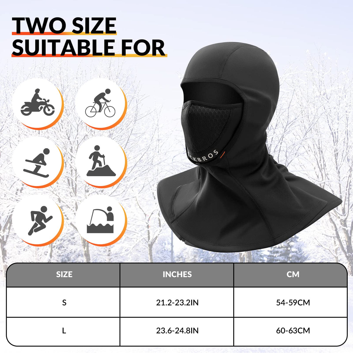 ROCKBROS Talvibalaklava-päähine 54-63cm