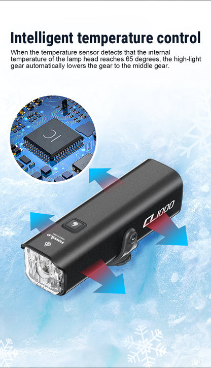 TOWILD CL1000 Bike Light yöajoon Yhteensopiva Garmin/GoPro Mount 1000 Lumenin kirkkaan polkupyörän ajovalon kanssa 4000 mAh akku, vedenpitävä pyörävalo työmatkailijoille