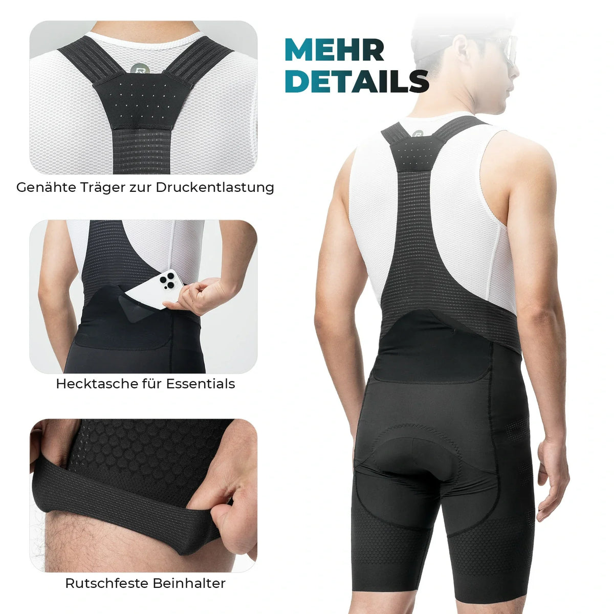 ROCKBROS Trägerhose Fahrrad Herren mit Elastisch 4D Ergonomisches Sitzpolster