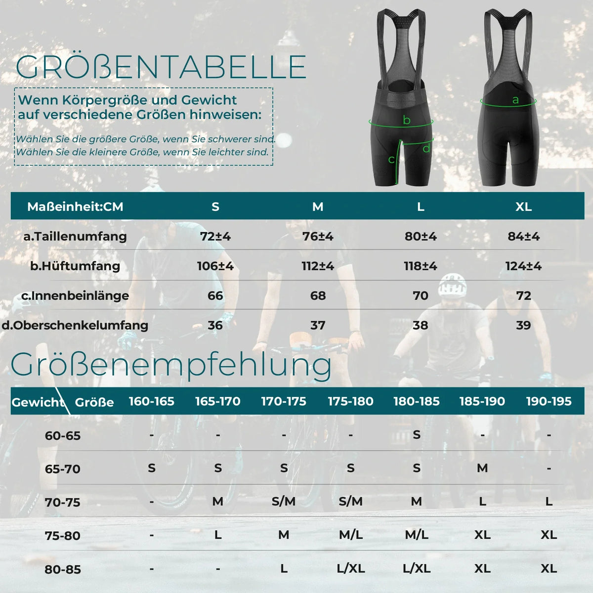 ROCKBROS Trägerhose Fahrrad Herren mit Elastisch 4D Ergonomisches Sitzpolster