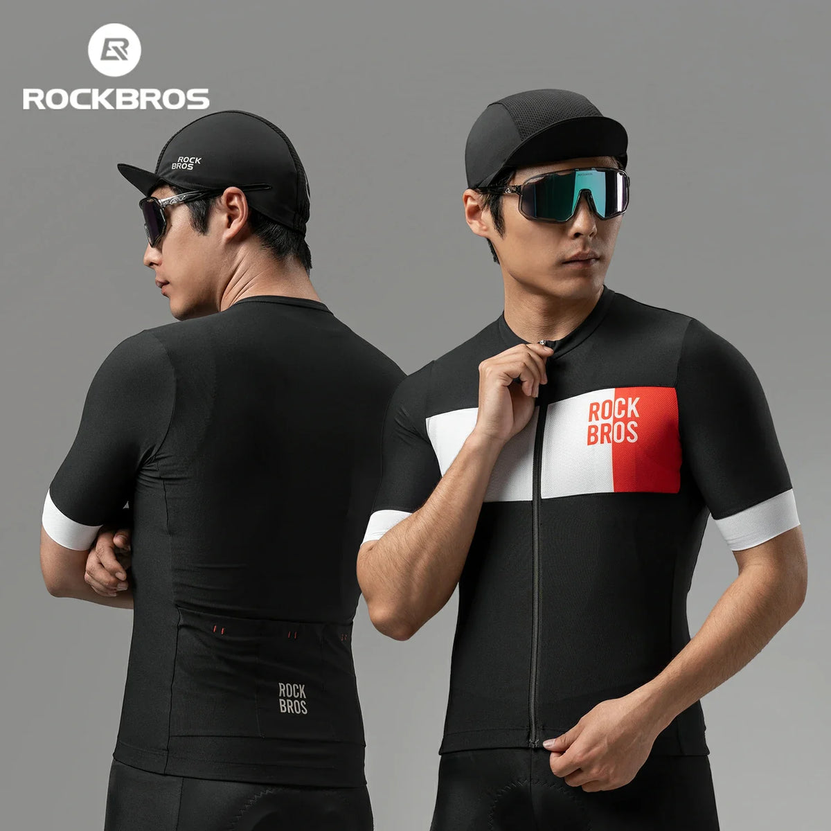 ROCKBROS Miesten pyöräpaita lyhythihainen Colorblock-mallilla