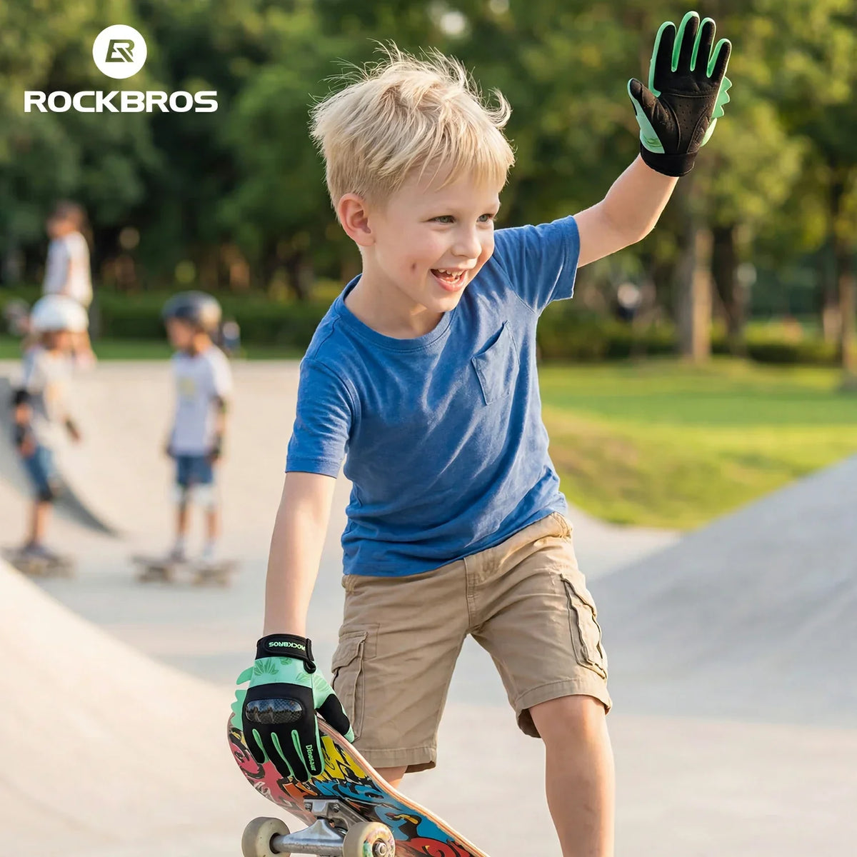 ROCKBROS-lasten pyöräilyhanskat koko sormille Hard Shell -suojalla