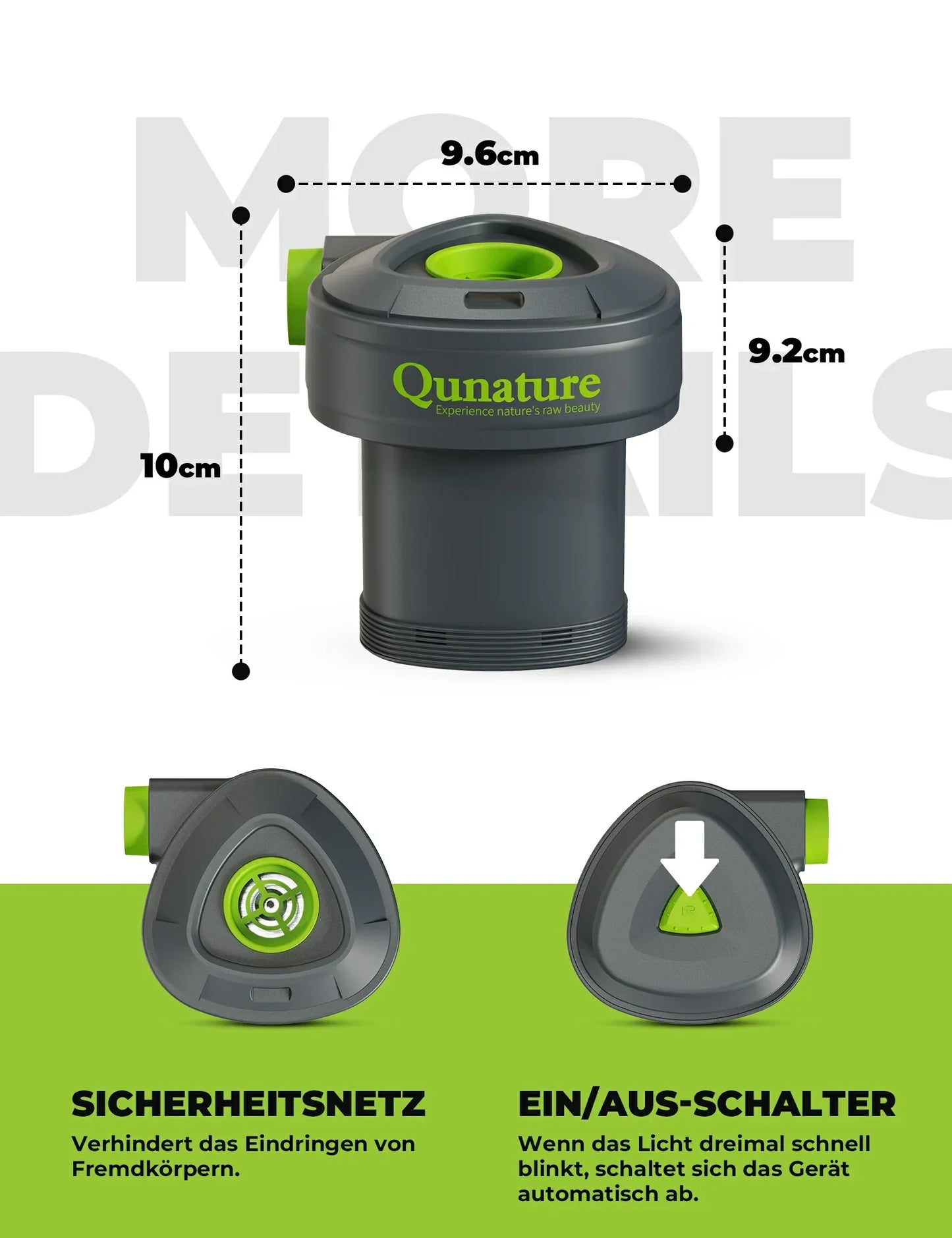 Sähköinen ilmapumppu 2-in-1, täyttö- ja tyhjennystoiminto, 2000 mAh ladattava akku Quantum