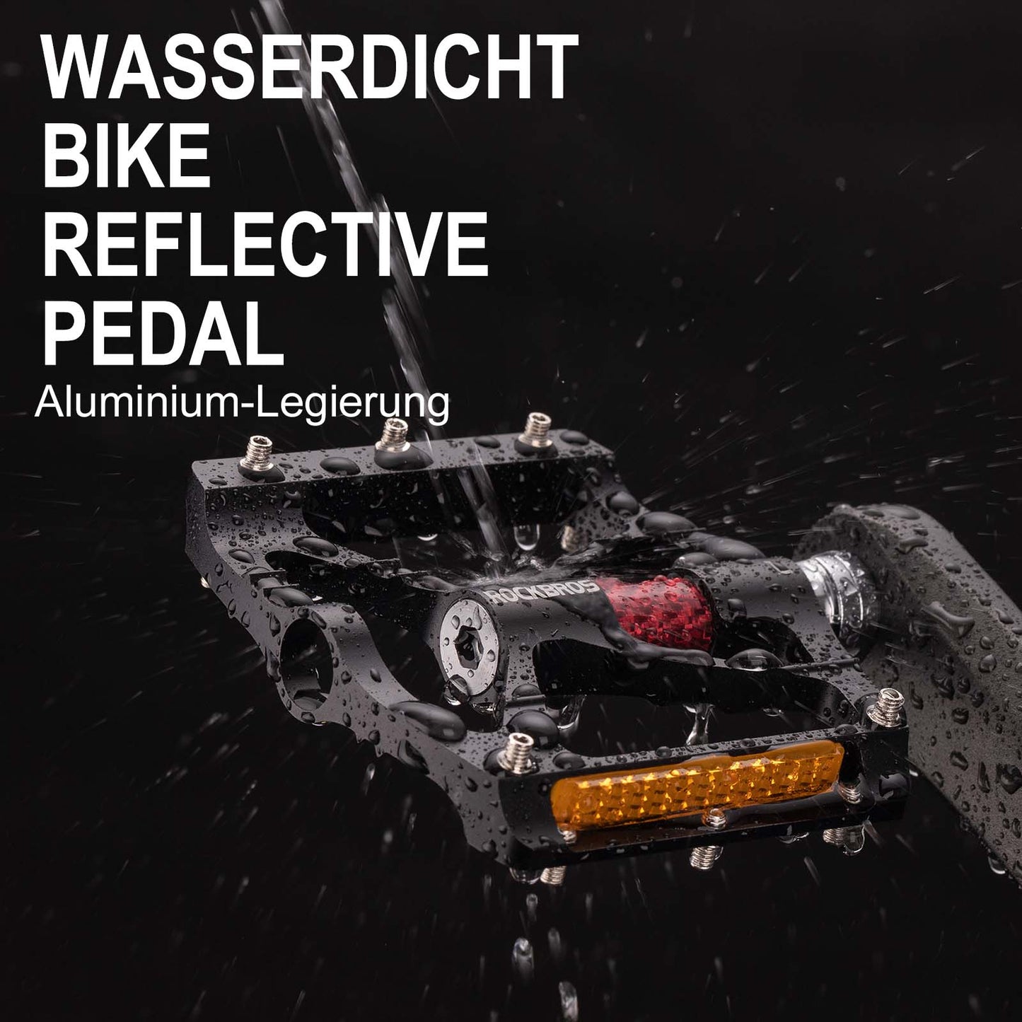 Alumiiniset polkupyörän polkimet 9/16 tuumaa kahdella PVC-heijastimella ROCKBROS