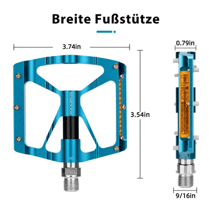 Alumiiniset polkupyörän polkimet 9/16 tuumaa kahdella PVC-heijastimella ROCKBROS
