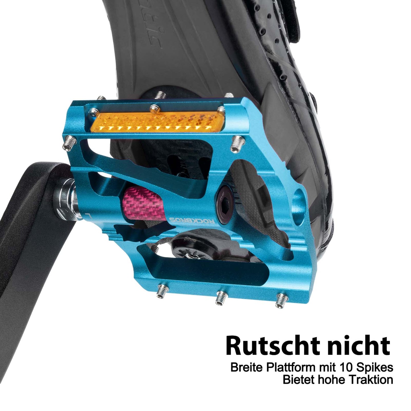 Alumiiniset polkupyörän polkimet 9/16 tuumaa kahdella PVC-heijastimella ROCKBROS