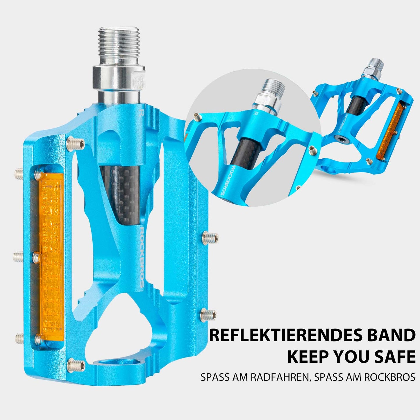 Alumiiniset polkupyörän polkimet 9/16 tuumaa kahdella PVC-heijastimella ROCKBROS