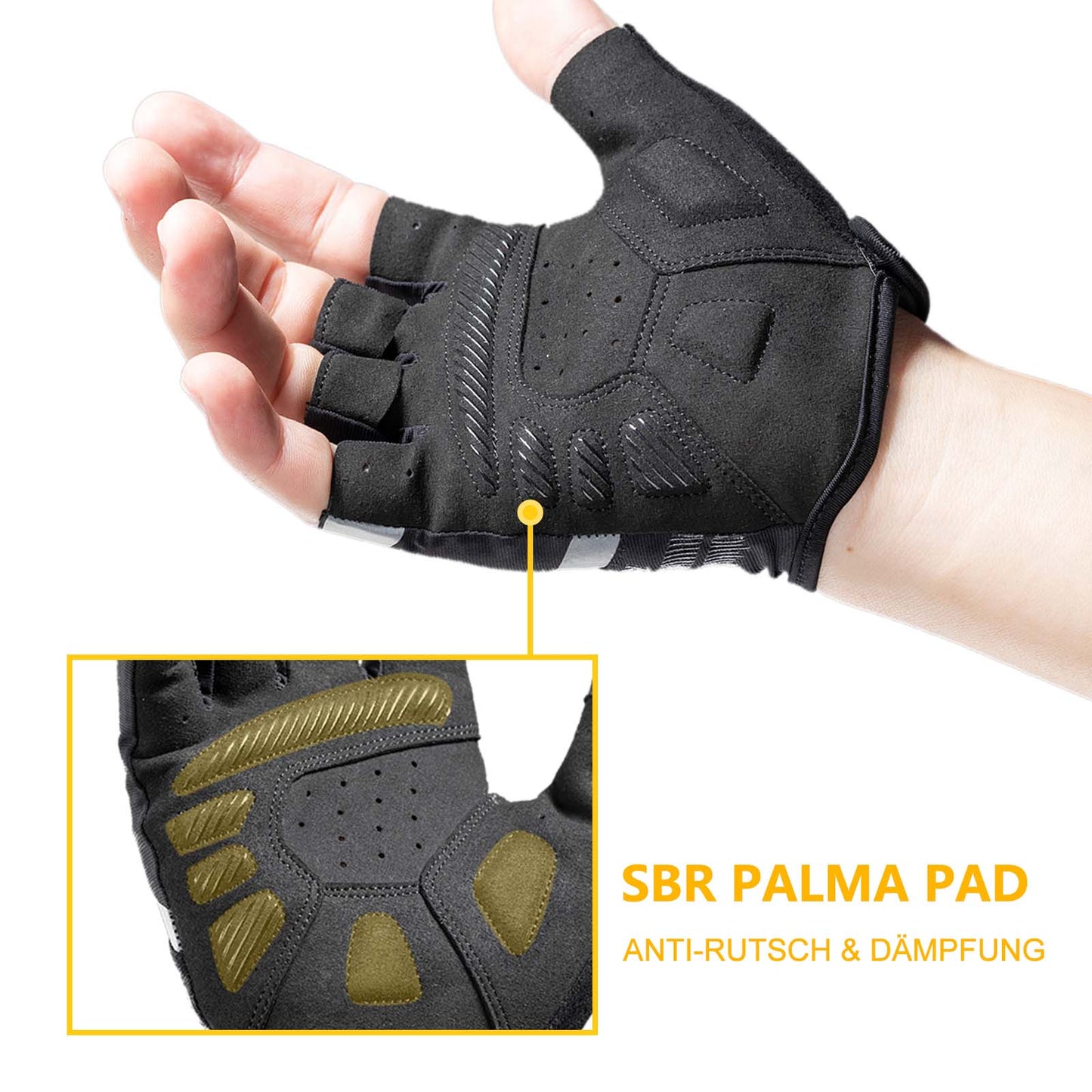 Liukumattomat ratsastuskäsineet heijastavilla puolisormilla, koot S-XXL, ROCKBROS