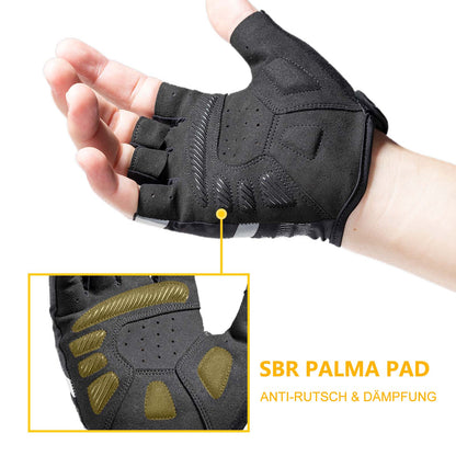 Liukumattomat ratsastuskäsineet heijastavilla puolisormilla, koot S-XXL, ROCKBROS