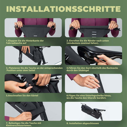 Bikepacking-satulalaukku 3 litraa, 100 % vedenpitävää TPU-kangasta, ROCKBROS