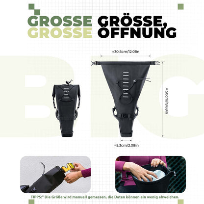 Bikepacking-satulalaukku 3 litraa, 100 % vedenpitävää TPU-kangasta, ROCKBROS