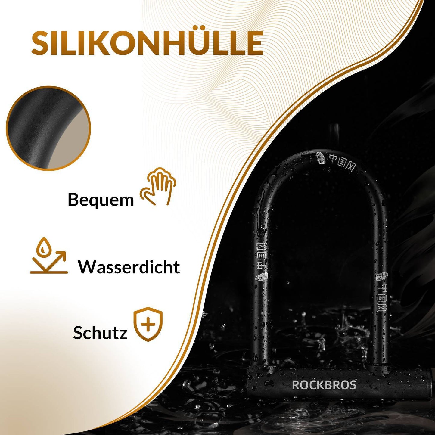 U-lukko polkupyörän lukko, erittäin turvalliset lukot, vedenpitävät ROCKBROS