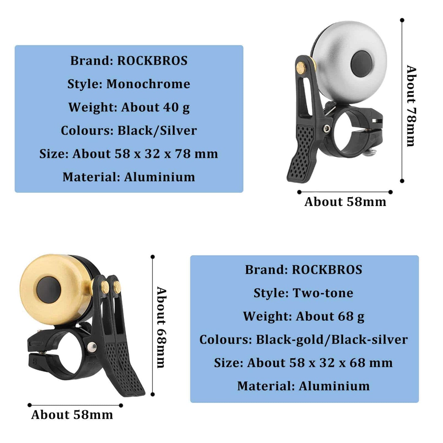 Klassinen messinkinen polkupyörän kello Mini polkupyörän kellot 1-2 Soittoääni ROCKBROS