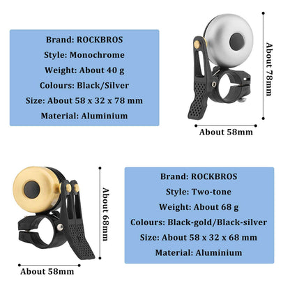 Klassinen messinkinen polkupyörän kello Mini polkupyörän kellot 1-2 Soittoääni ROCKBROS