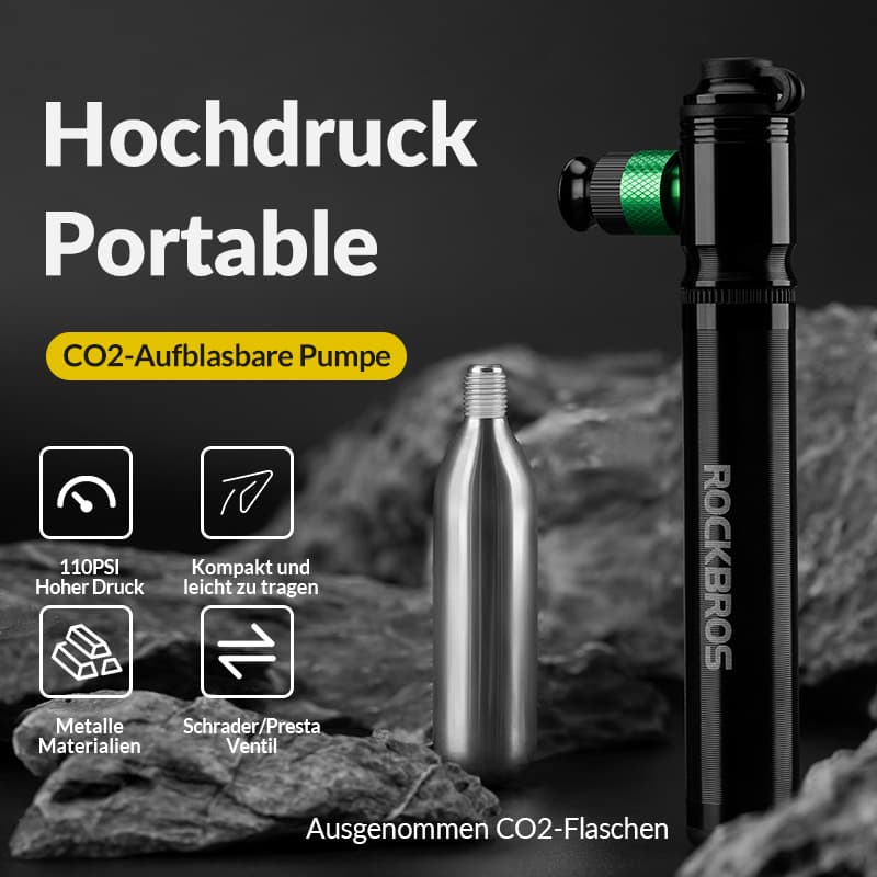 CO2 polkupyörän pumppu 110 PSI alumiininen minipumppu musta ROCKBROS