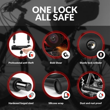ROCKBROS-metalliseos U-lukko polkupyöriin ja moottoripyöriin