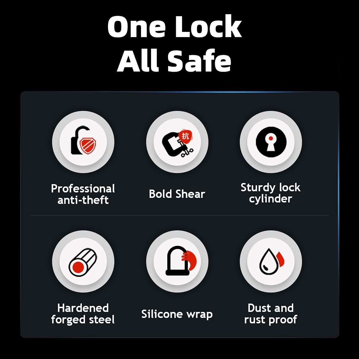 ROCKBROS-metalliseos U-lukko polkupyöriin ja moottoripyöriin