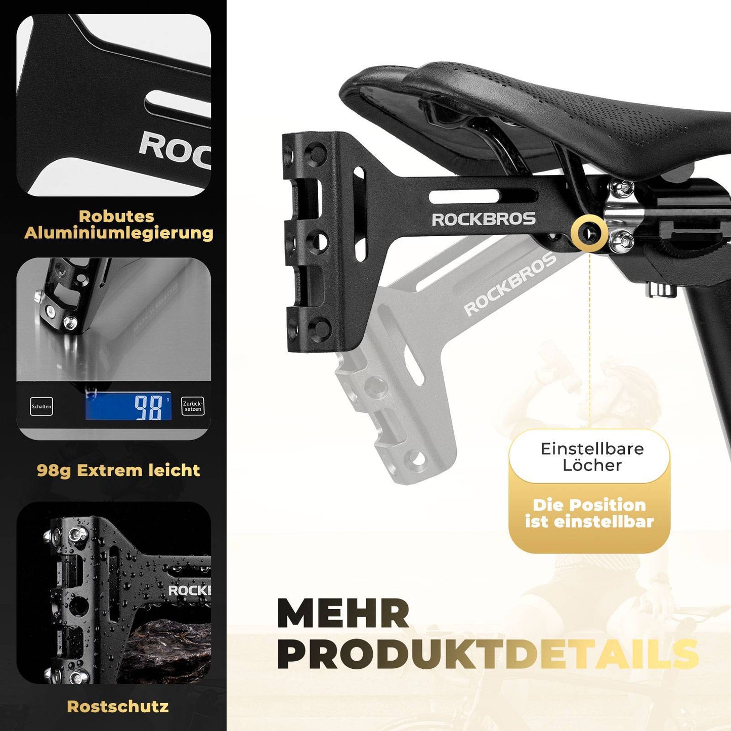 Polkupyörän pullotelineen sovitin alumiininen säädettävä kiinnitys ROCKBROS