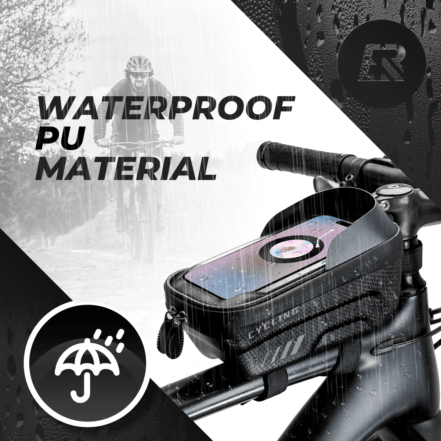 Polkupyörän puhelinlaukku, puhelinpidike, kosketusnäytöllä yhteensopiva, 6,7 tuumaa, ROCKBROS