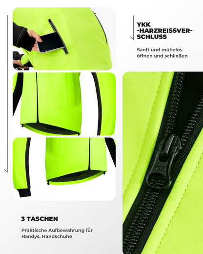 Pyöräilytakki ja -housut Talvipyöräilyasu kirkkaanvihreä ROCKBROS