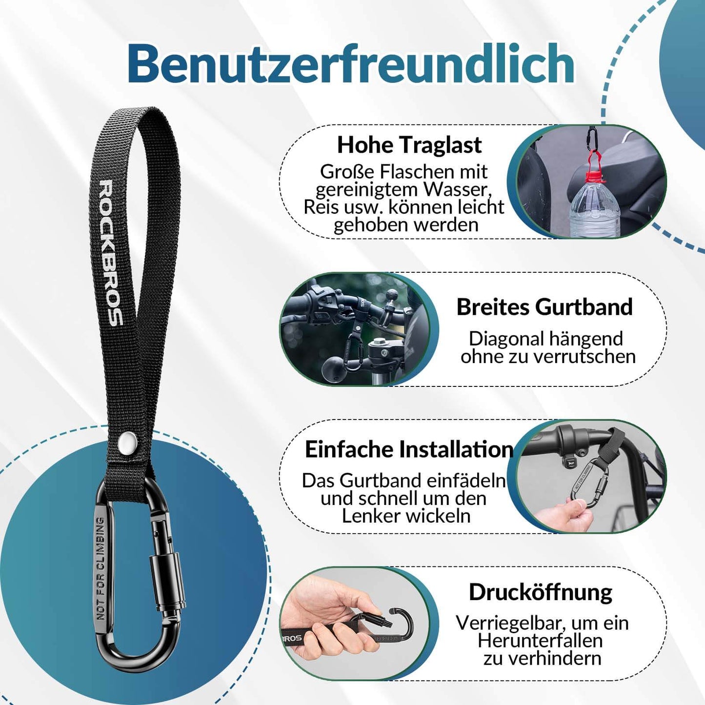 Monitoiminen polkupyörän sulkurengas kestävällä hihnalla ROCKBROS