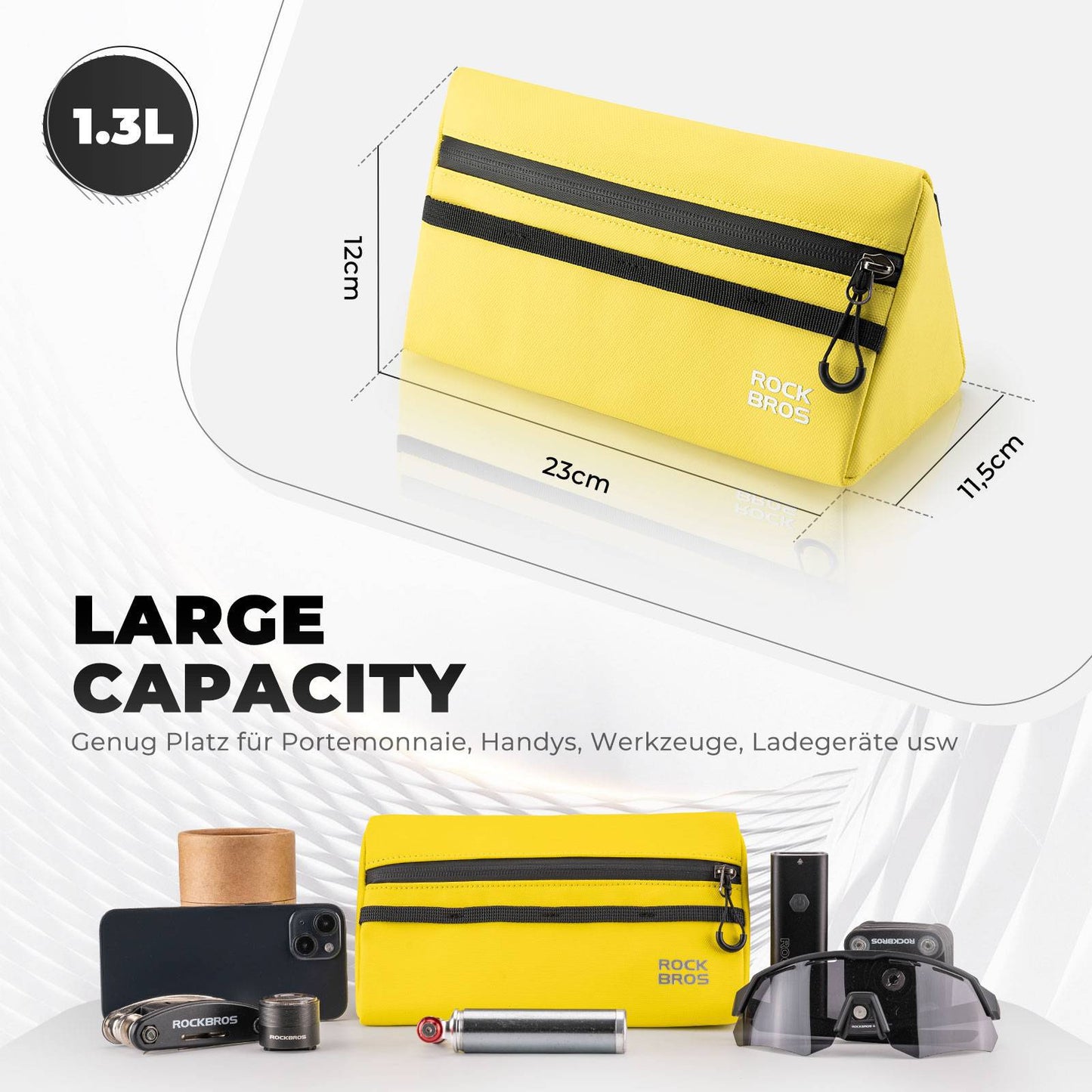 Polkupyörän ohjaustankolaukku, polkupyörälaukku, polkupyöräkori, 6 väriä, noin 1,3 l, ROCKBROS