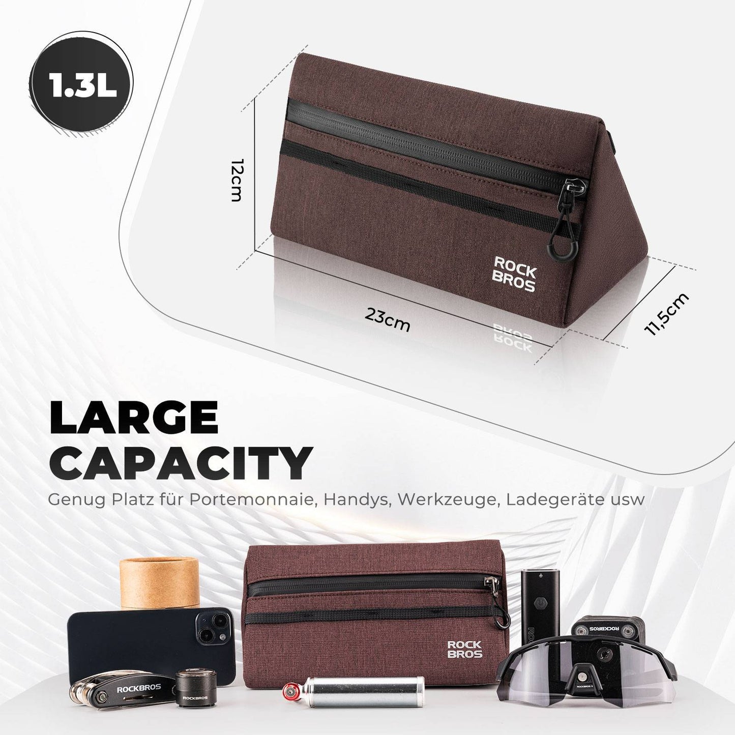 Polkupyörän ohjaustankolaukku, polkupyörälaukku, polkupyöräkori, 6 väriä, noin 1,3 l, ROCKBROS