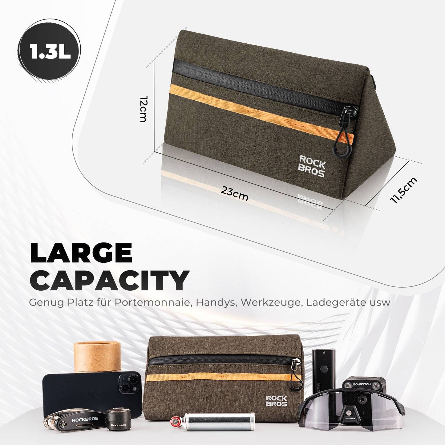 Polkupyörän ohjaustankolaukku, polkupyörälaukku, polkupyöräkori, 6 väriä, noin 1,3 l, ROCKBROS