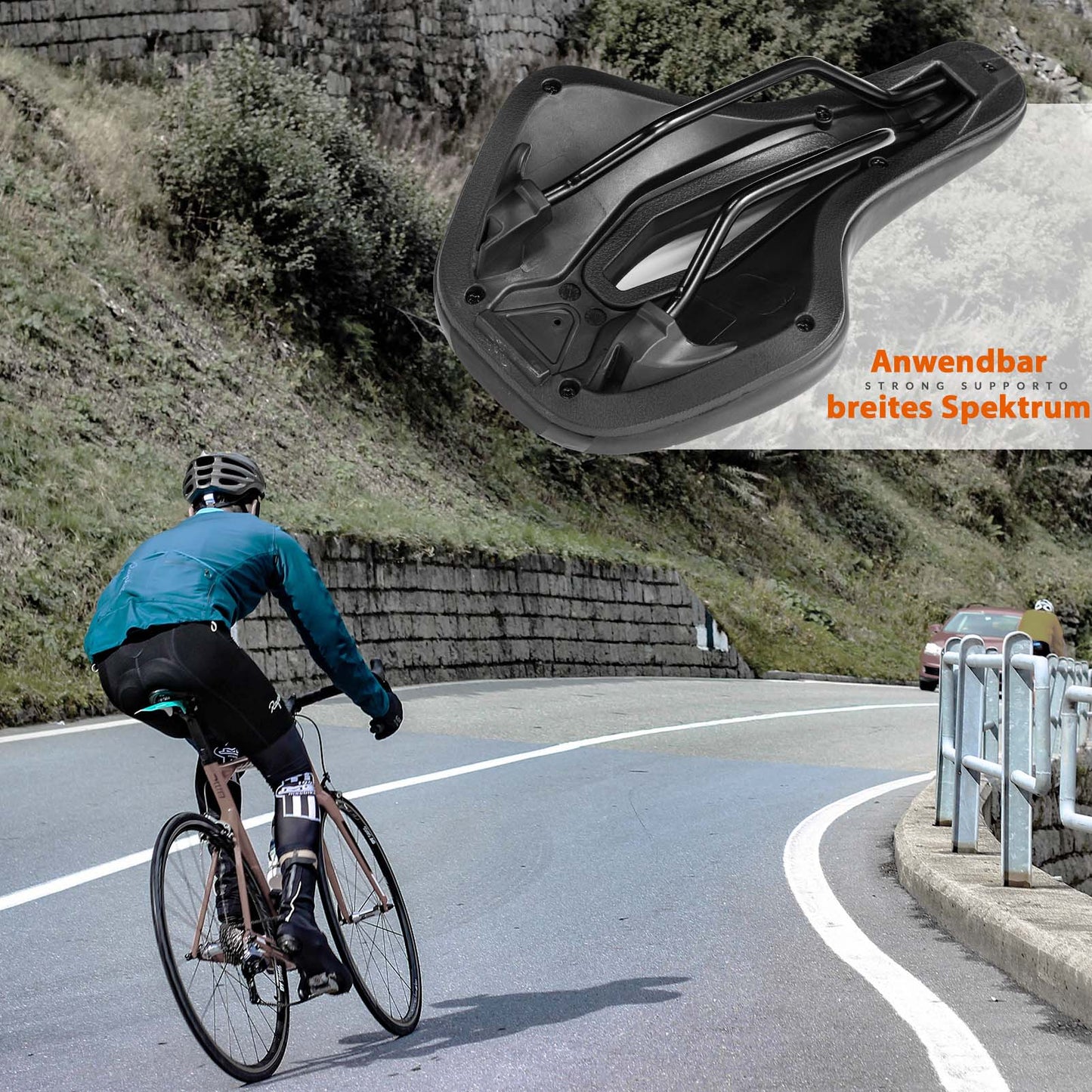 Ergonominen iskuja vaimentava polkupyörän satula unisex ROCKBROS