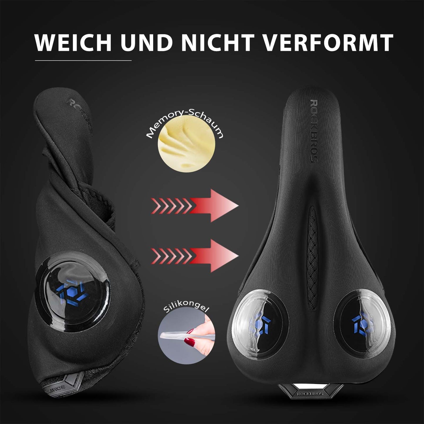 Polkupyörän satulansuoja geelisatulasuoja musta ROCKBROS