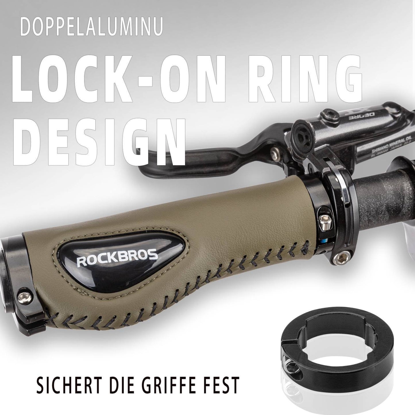 Nahkaiset polkupyörän kahvat ohjaustankoihin, joiden halkaisija on 22,2 mm, ROCKBROS