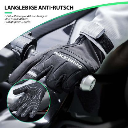 Pyöräilyhanskat kosketusnäytöllä, lämpimät talvihanskat S-XL ROCKBROS