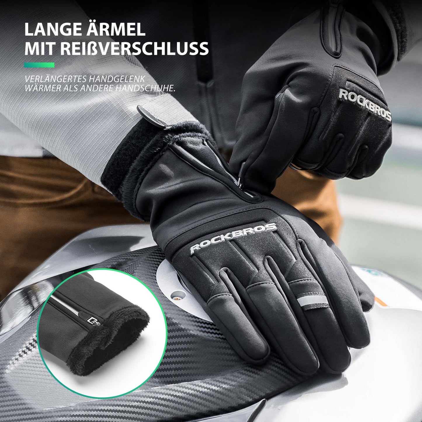 Pyöräilyhanskat kosketusnäytöllä, lämpimät talvihanskat S-XL ROCKBROS