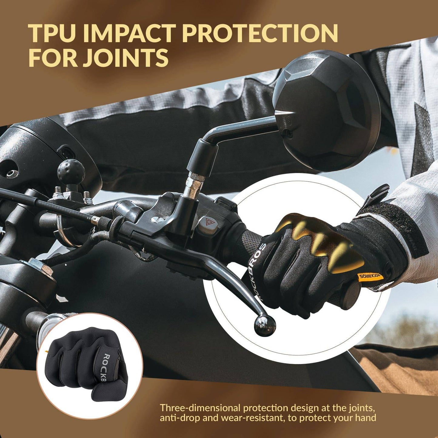 Pyöräilyhanskat Lämpimät tuulenpitävät kokosormiset urheiluhanskat ROCKBROS